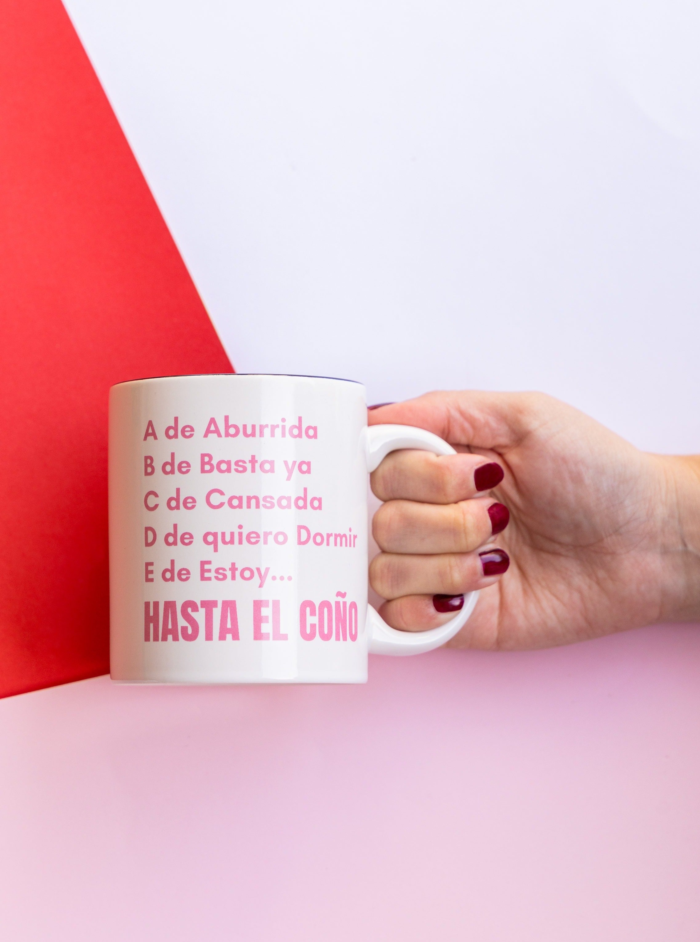 Taza E de Estoy Hasta el Coño